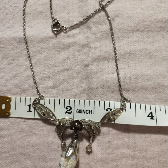 Vintage Curtis Creations Sterling Silver Floating Opal Necklace - Picture 3 of 7